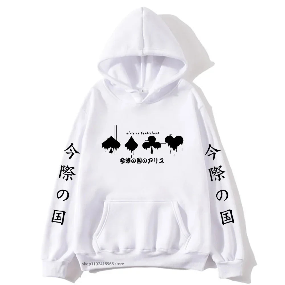 Hoodies Men Cartoon Cards Sweatshirt Harajuku Graphic Streetwear Women Anime Tops Men Clothing Y2k Sudaderas