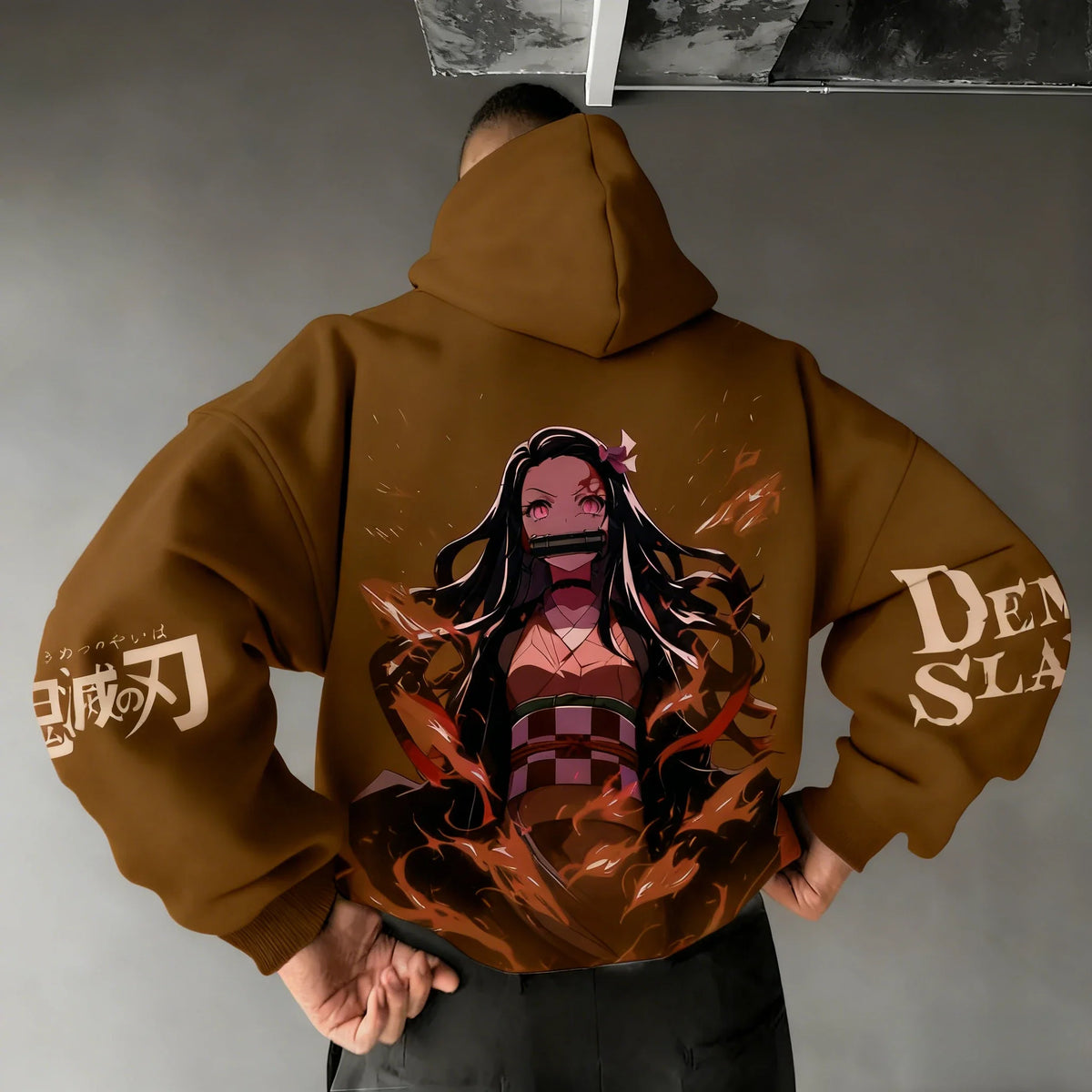 Men's Hoodie Sweatshirt Kamado Nezuko Anime Spring Autumn Winter Boy Harajuku Long-sleeved Parent-child Outfit