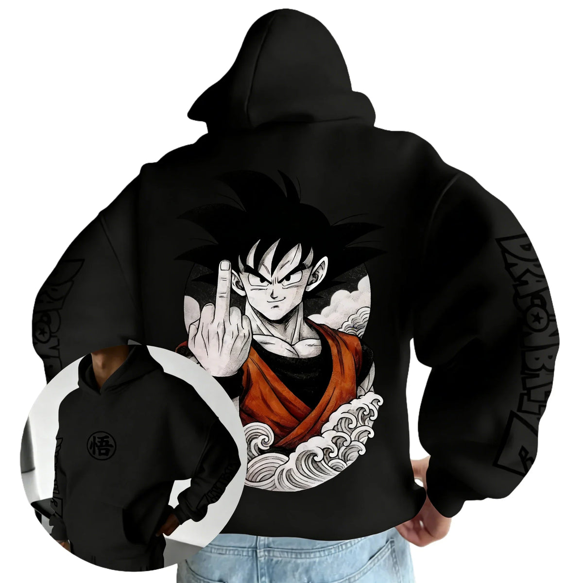 Retro Anime Hoodie. Japanese Style Goku Print Men's Pure Cotton Hoodie. Casual Loose Sports Daily Version