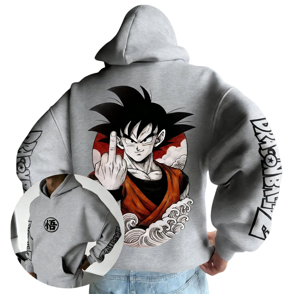 Retro Anime Hoodie. Japanese Style Goku Print Men's Pure Cotton Hoodie. Casual Loose Sports Daily Version