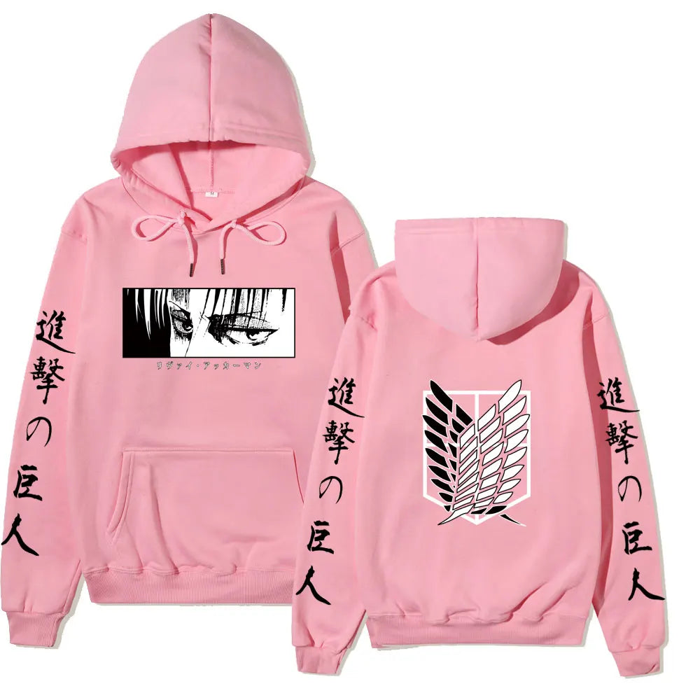 Hoodie Men Women 2025 Winter Cotton Sweatshirt Levi Ackerman Portrait Eye Patch Design Japanese