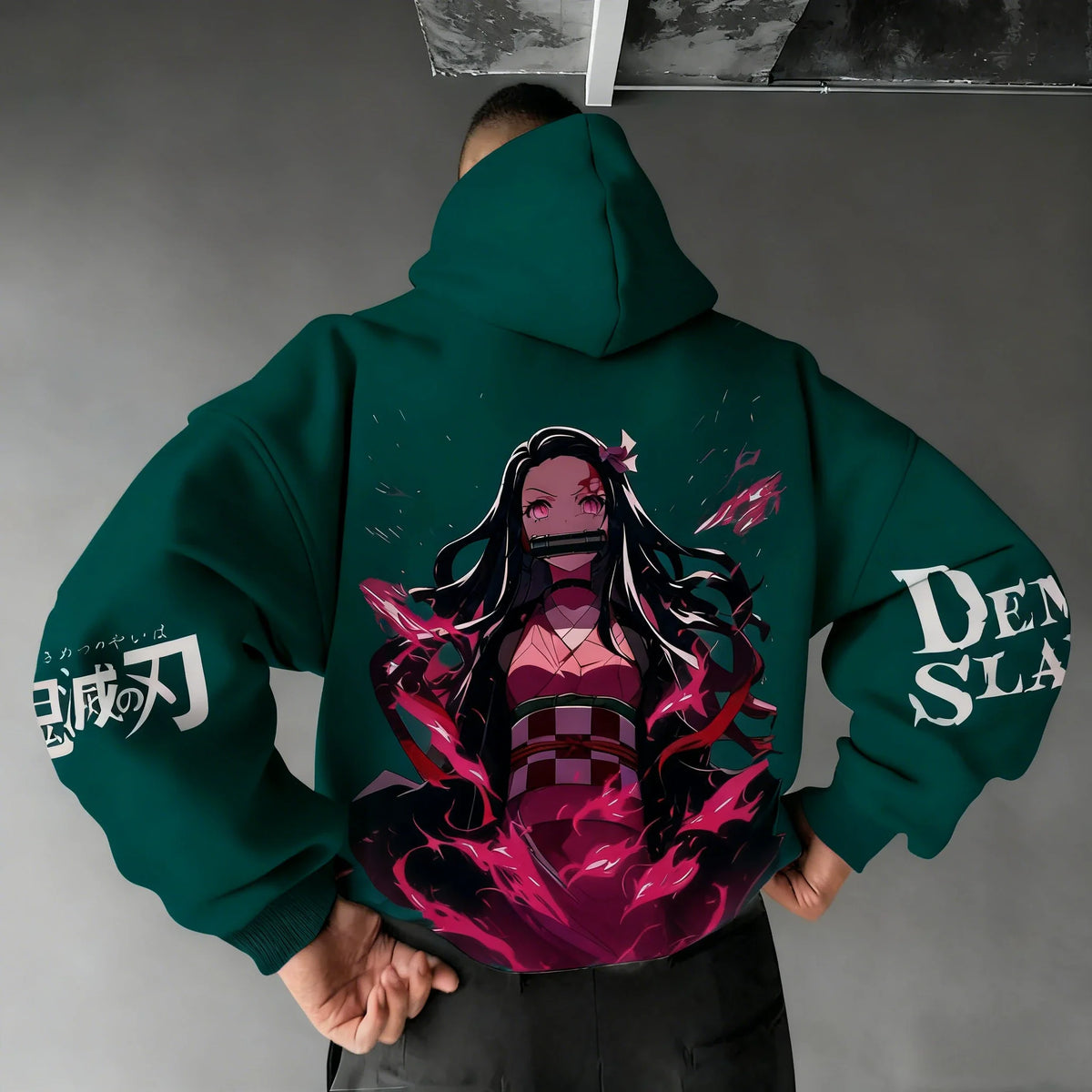 Men's Hoodie Sweatshirt Kamado Nezuko Anime Spring Autumn Winter Boy Harajuku Long-sleeved Parent-child Outfit