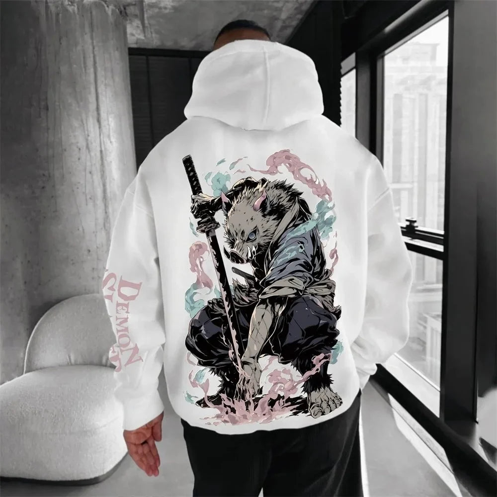 Men's Hoodie Sweatshirt Inosuke Hashibira Anime Spring and Autumn Boys' Children's Long-sleeved Parent-child Outfit