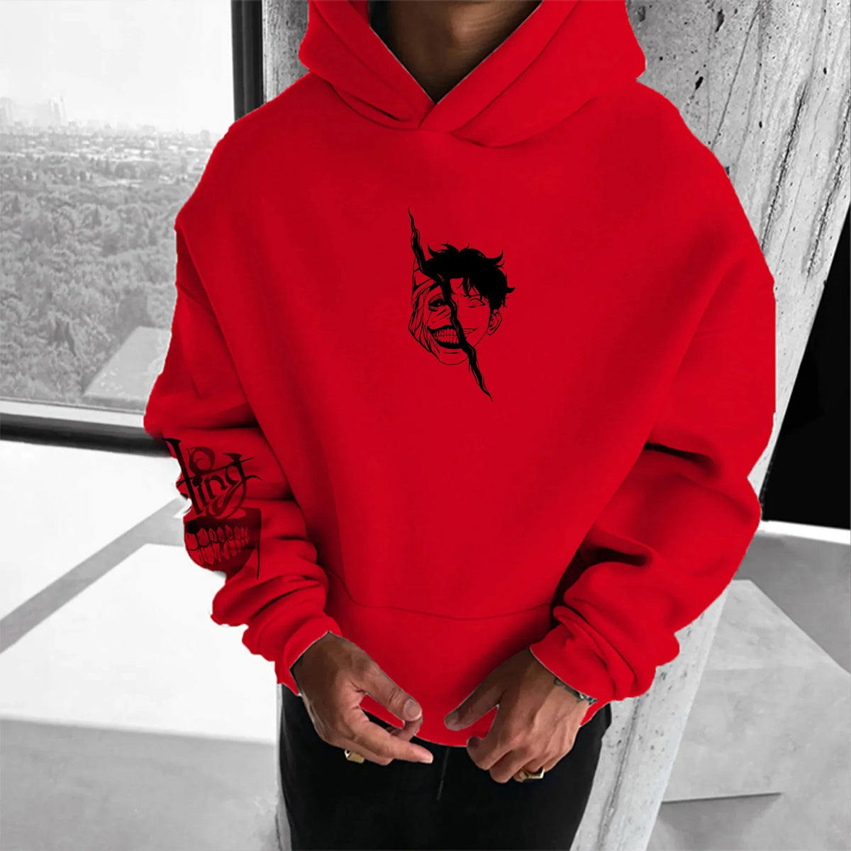Parent-child Clothing Autumn and Winter Japanese Hotblooded Animation Classic Character Hoodie Men's and Women's