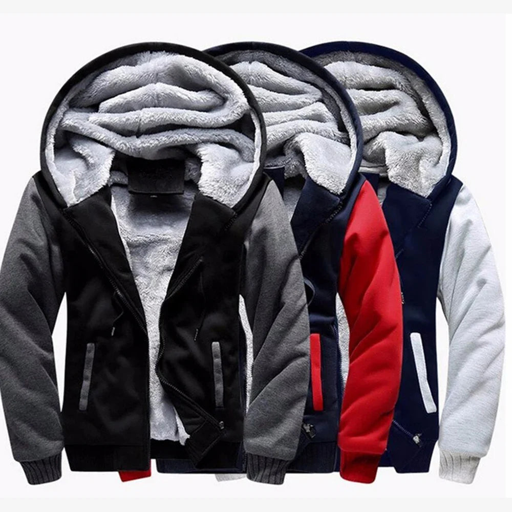 Men's New Hoodies Sweatshirts Autumn Winter Warm Thicken Fleece Fashion Zipper Coats Jackets Harajuku Top