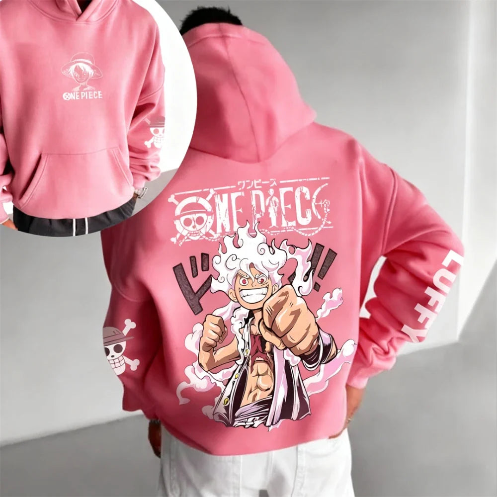 Autumn/Winter Japanese Hot Blood Anime Classic Luffy 5th Grade Hoodie for Men and Women. Casual and Comfortable Top