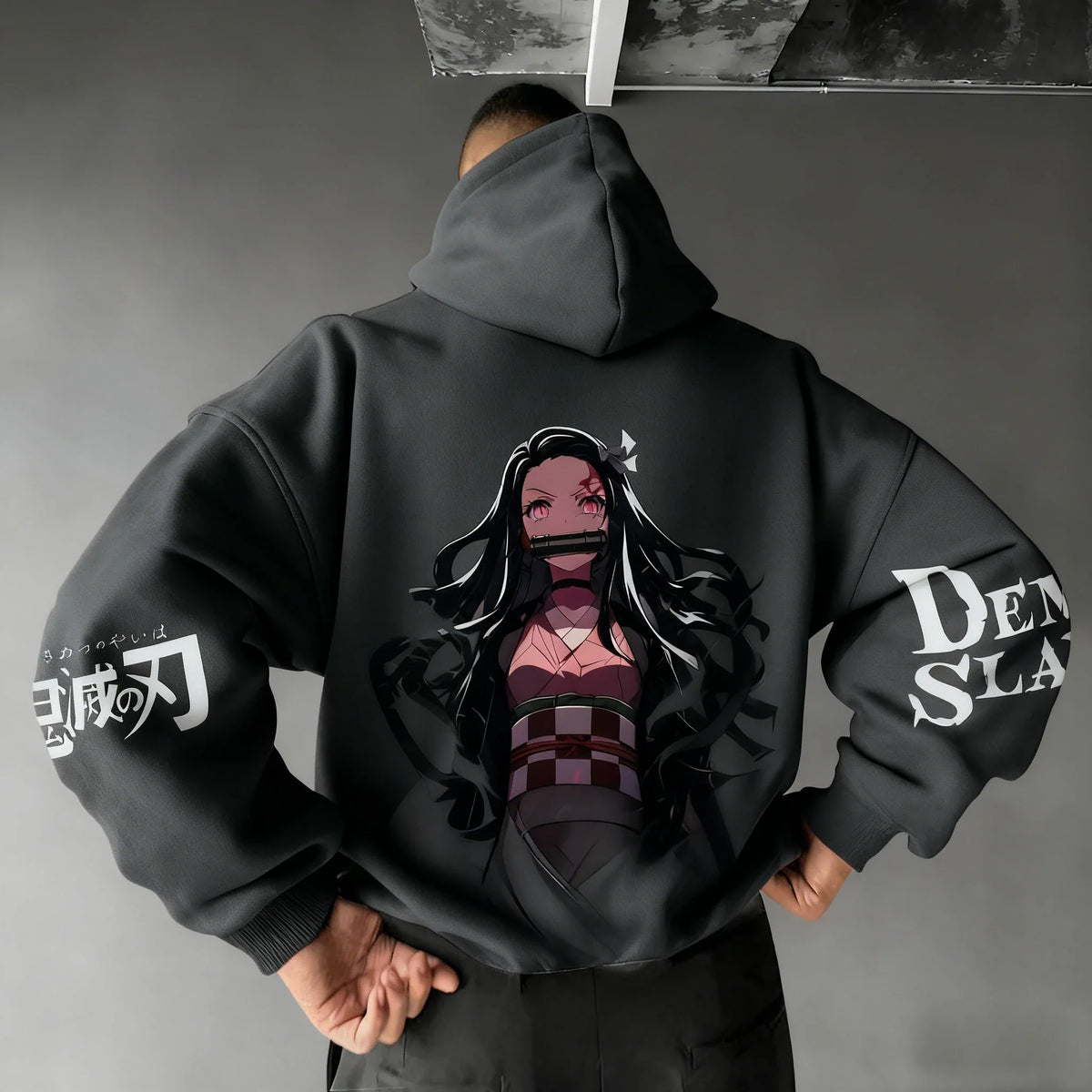 Men's Hoodie Sweatshirt Kamado Nezuko Anime Spring Autumn Winter Boy Harajuku Long-sleeved Parent-child Outfit