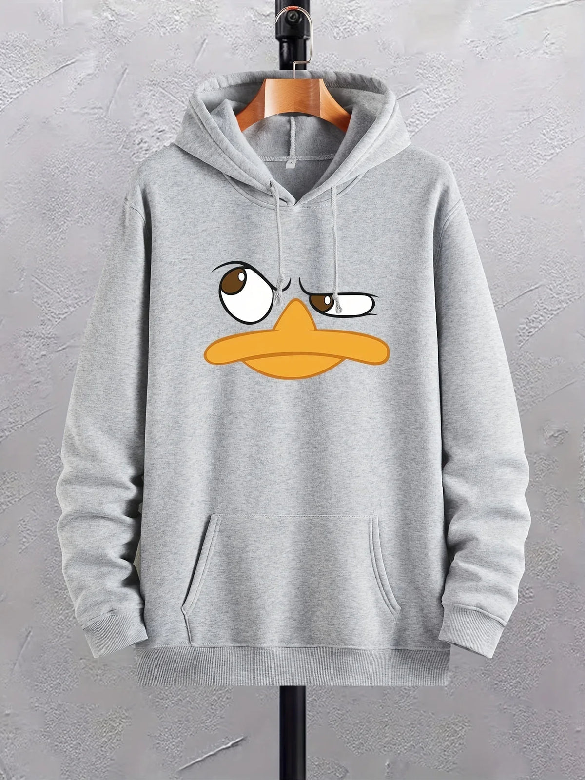 Cartoon Duck Print Hoodies For Men. Graphic Hoodie With Kangaroo Pocket. Comfy Loose Trendy Drawstring Hooded Pullover