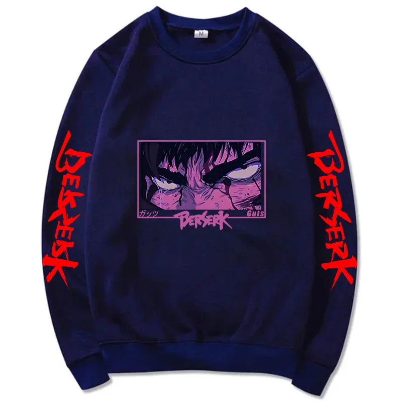 Autumn and Winter Anime Men's Pullover - Harajuku Style Berserker Pattern Loose Hoodie. Fashionable Unisex Long Sleeves