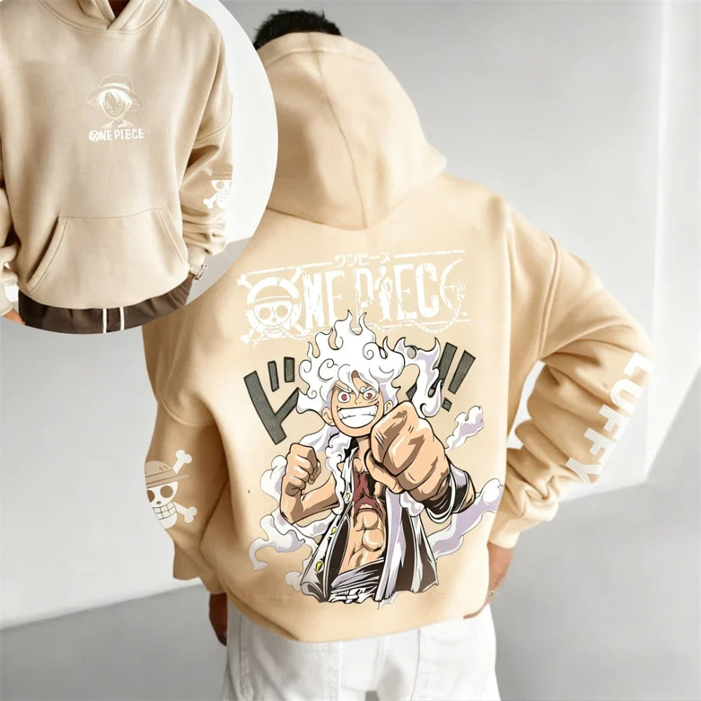 Autumn/Winter Japanese Hot Blood Anime Classic Luffy 5th Grade Hoodie for Men and Women. Casual and Comfortable Top