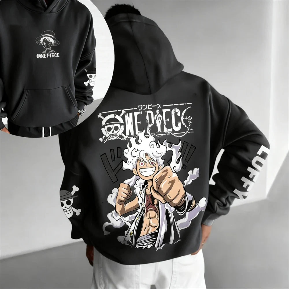 Autumn/Winter Japanese Hot Blood Anime Classic Luffy 5th Grade Hoodie for Men and Women. Casual and Comfortable Top