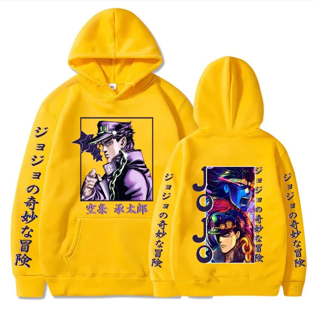 Japanese Anime Jojo's Bizarre Adventure Harajuku Hoodies Men Clothes Hot Manga Joutarou Kuujou Cool Posters Graphics Sweatshirts