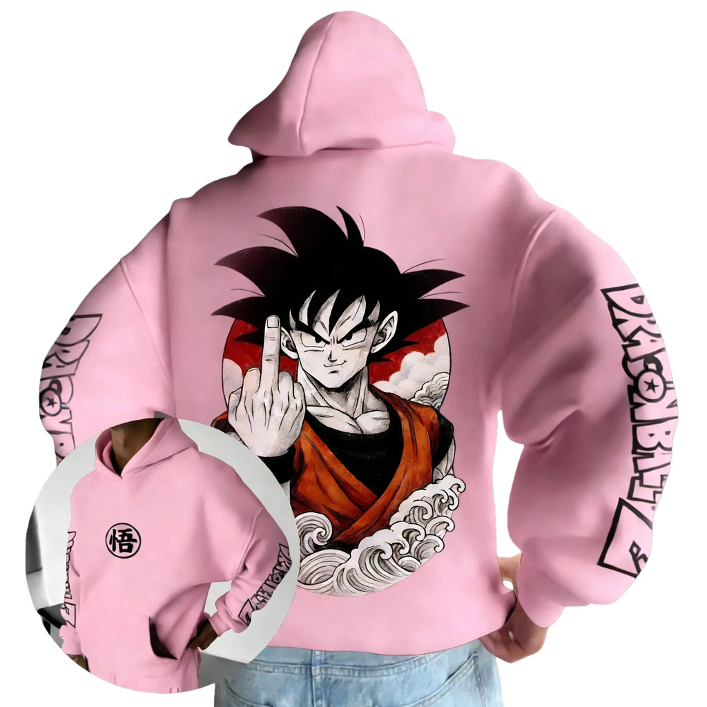 Retro Anime Hoodie. Japanese Style Goku Print Men's Pure Cotton Hoodie. Casual Loose Sports Daily Version