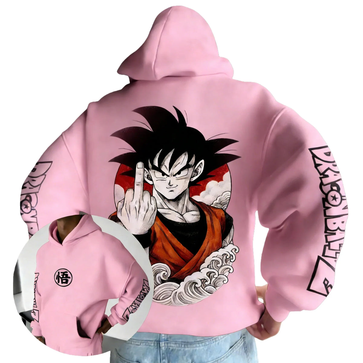 Retro Anime Hoodie. Japanese Style Goku Print Men's Pure Cotton Hoodie. Casual Loose Sports Daily Version