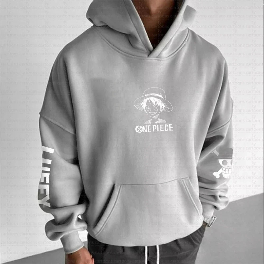 Autumn/Winter Japanese Hot Blood Anime Classic Luffy 5th Grade Hoodie for Men and Women. Casual and Comfortable Top