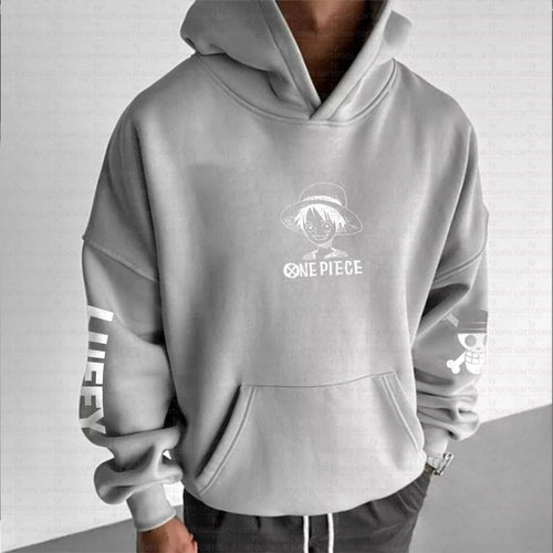 Autumn/Winter Japanese Hot Blood Anime Classic Luffy 5th Grade Hoodie for Men and Women. Casual and Comfortable Top