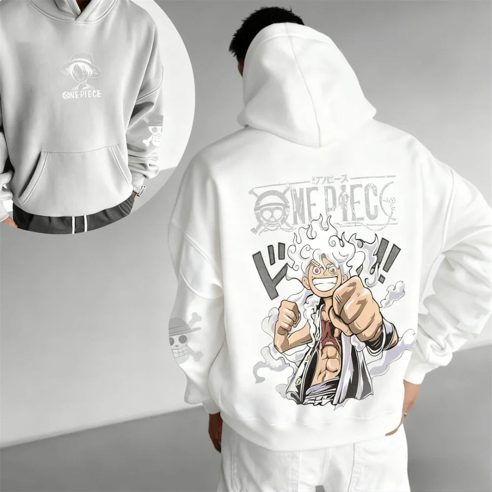 Autumn/Winter Japanese Hot Blood Anime Classic Luffy 5th Grade Hoodie for Men and Women. Casual and Comfortable Top