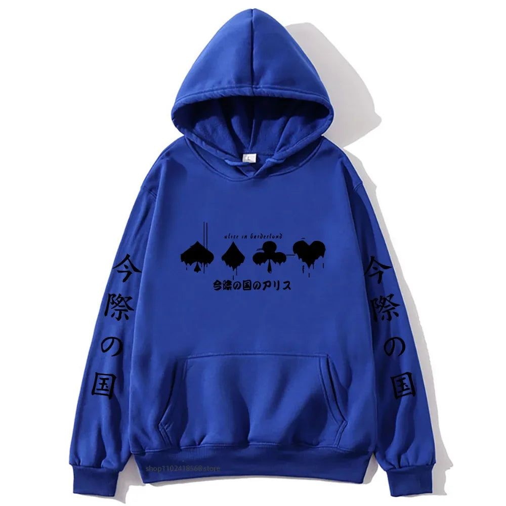 Hoodies Men Cartoon Cards Sweatshirt Harajuku Graphic Streetwear Women Anime Tops Men Clothing Y2k Sudaderas