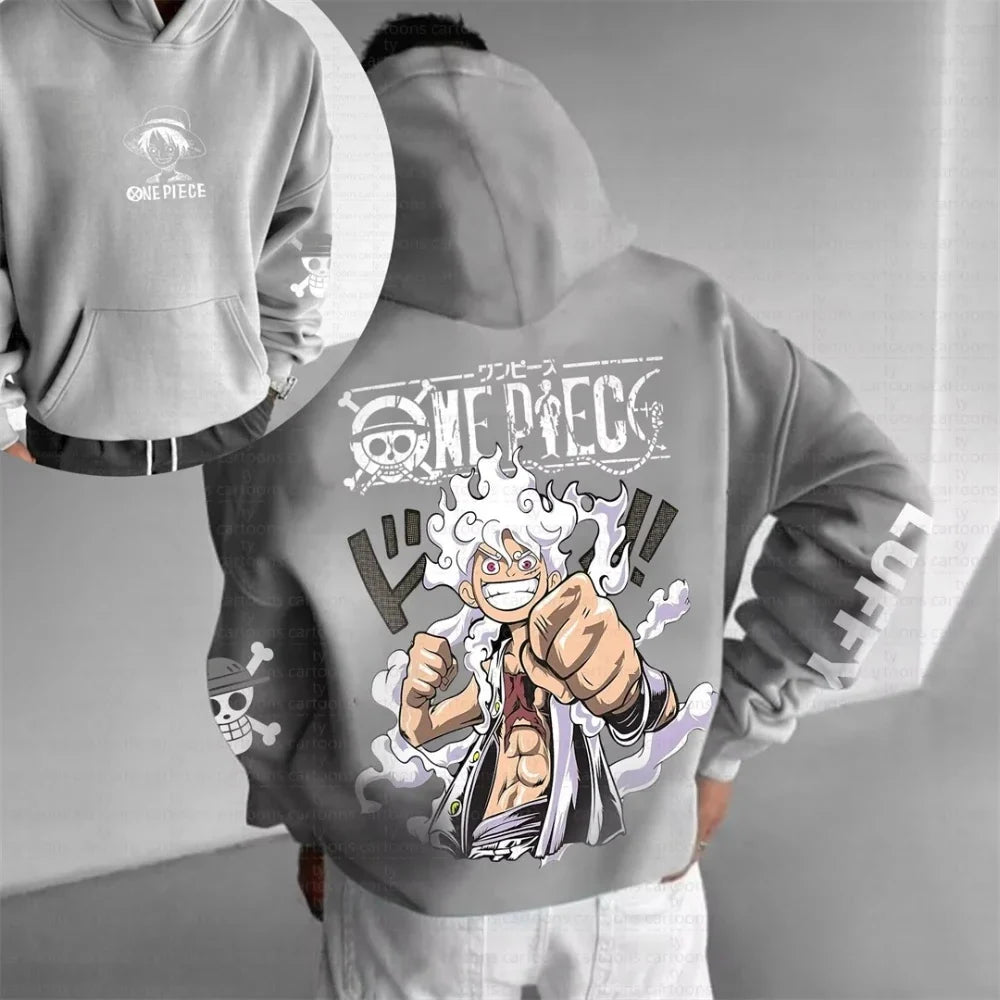 Autumn/Winter Japanese Hot Blood Anime Classic Luffy 5th Grade Hoodie for Men and Women. Casual and Comfortable Top