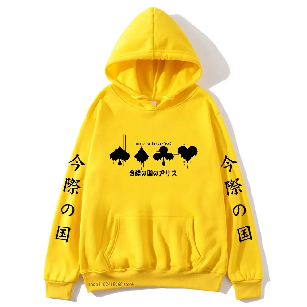 Hoodies Men Cartoon Cards Sweatshirt Harajuku Graphic Streetwear Women Anime Tops Men Clothing Y2k Sudaderas