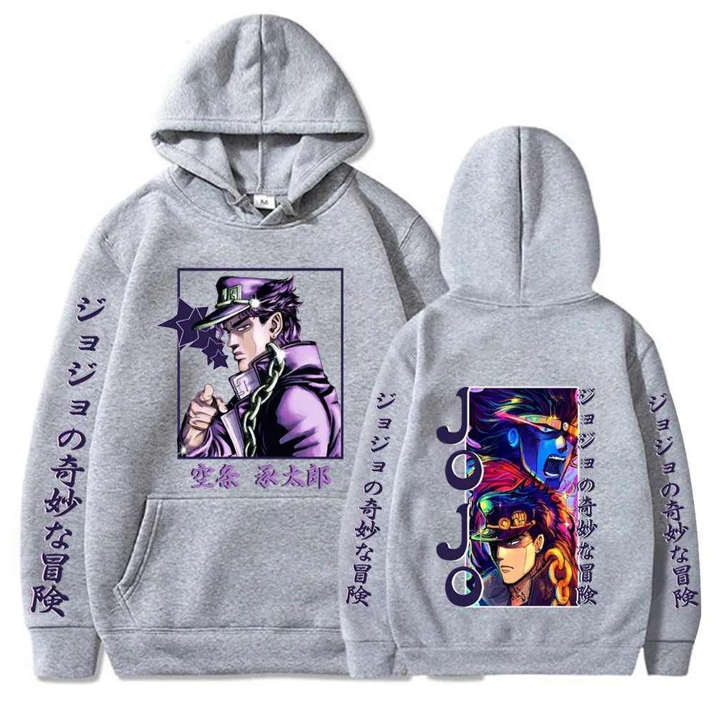 Japanese Anime Jojo's Bizarre Adventure Harajuku Hoodies Men Clothes Hot Manga Joutarou Kuujou Cool Posters Graphics Sweatshirts