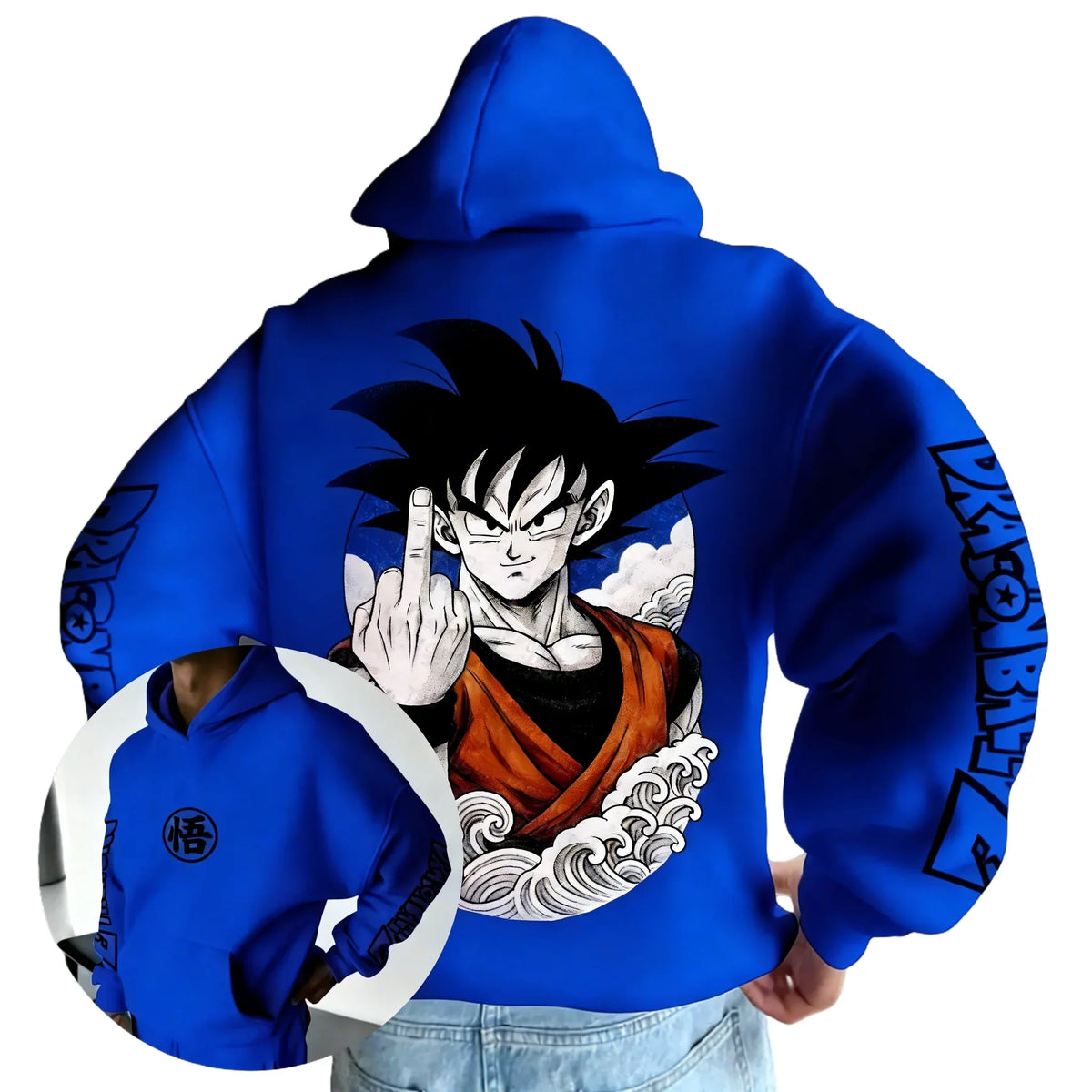 Retro Anime Hoodie. Japanese Style Goku Print Men's Pure Cotton Hoodie. Casual Loose Sports Daily Version