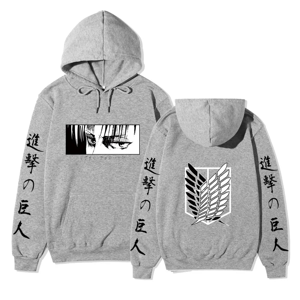 Hoodie Men Women 2025 Winter Cotton Sweatshirt Levi Ackerman Portrait Eye Patch Design Japanese