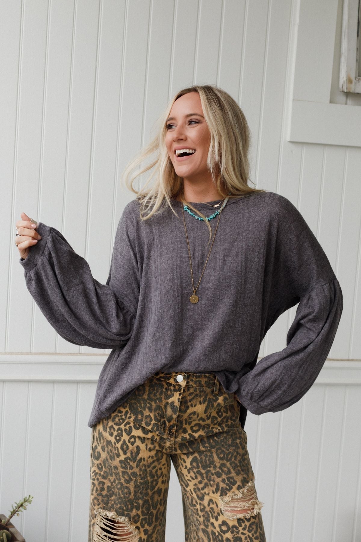 The Nest Sweet Heart Balloon Sleeve Knit Sweater - Black - Pre Order