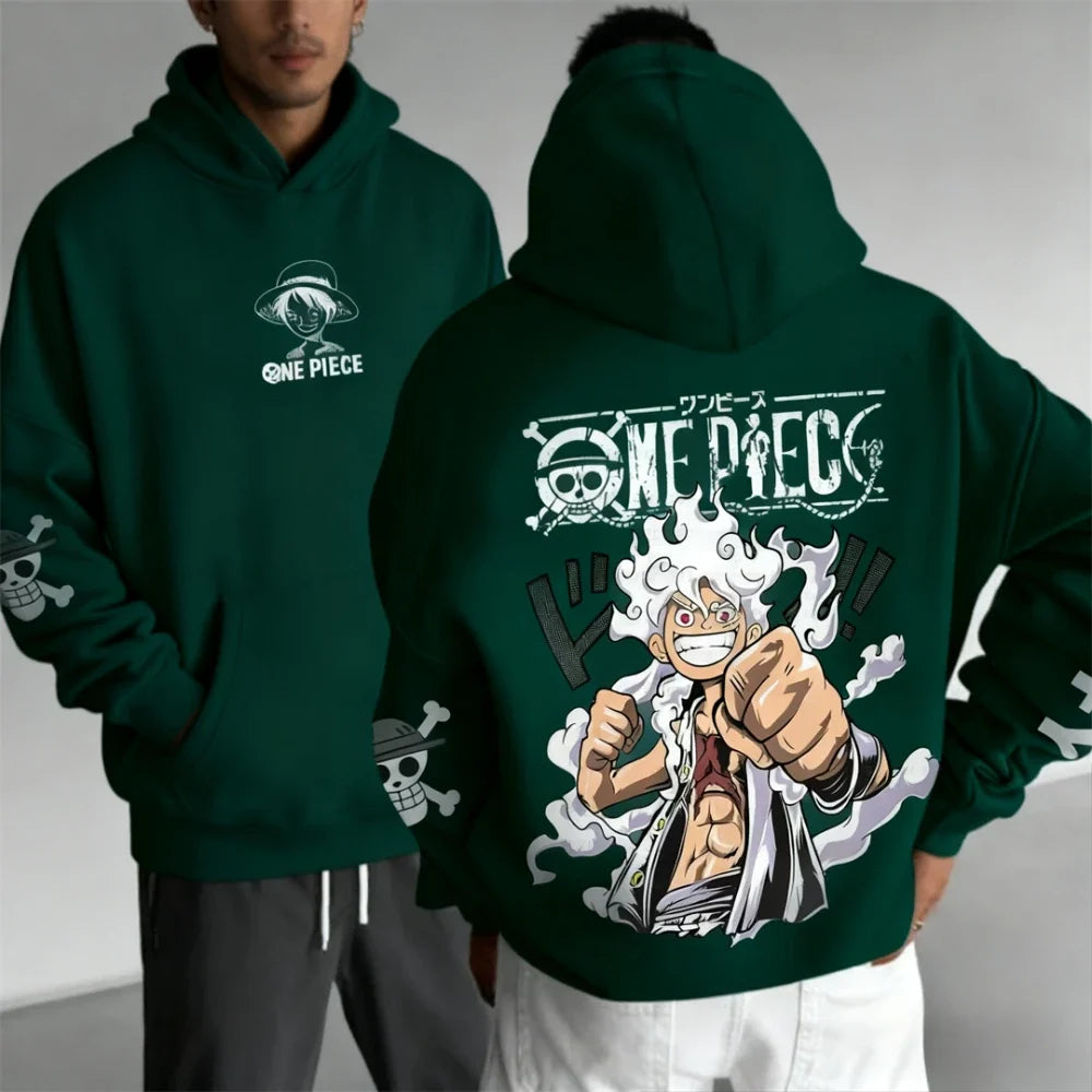 Autumn/Winter Japanese Hot Blood Anime Classic Luffy 5th Grade Hoodie for Men and Women. Casual and Comfortable Top