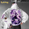 Anime Mewtwo Double Printed Hoodie for Men and Women Autumn/Winter  Harajuku Large Size Casual Trend Sweater