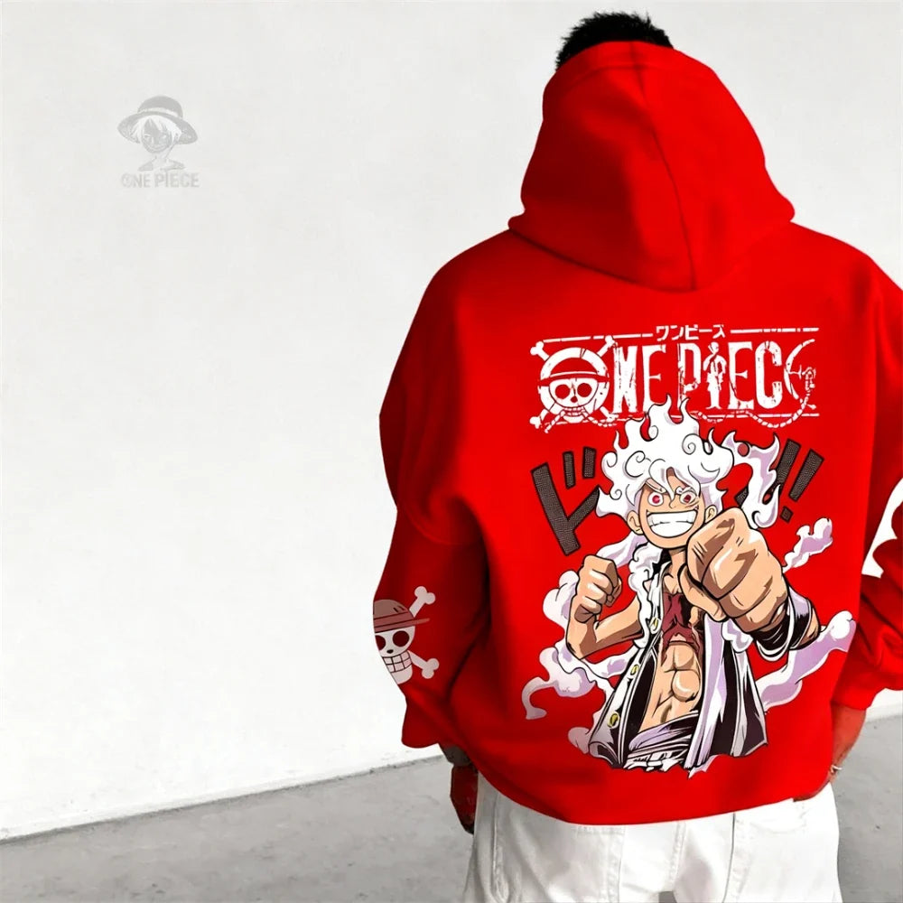 Autumn/Winter Japanese Hot Blood Anime Classic Luffy 5th Grade Hoodie for Men and Women. Casual and Comfortable Top