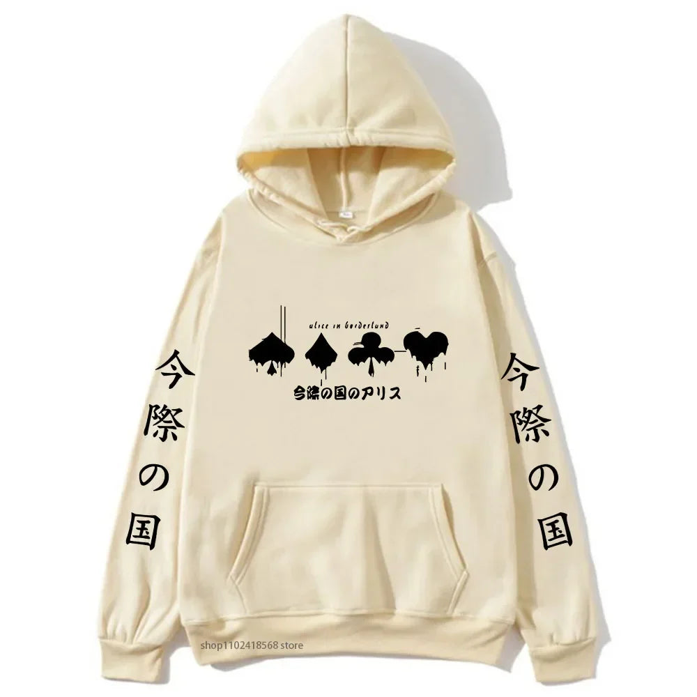 Hoodies Men Cartoon Cards Sweatshirt Harajuku Graphic Streetwear Women Anime Tops Men Clothing Y2k Sudaderas