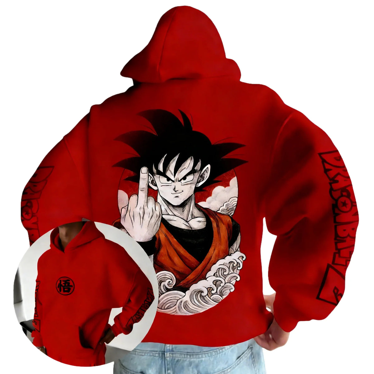 Retro Anime Hoodie. Japanese Style Goku Print Men's Pure Cotton Hoodie. Casual Loose Sports Daily Version