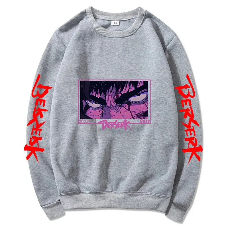 Autumn and Winter Anime Men's Pullover - Harajuku Style Berserker Pattern Loose Hoodie. Fashionable Unisex Long Sleeves