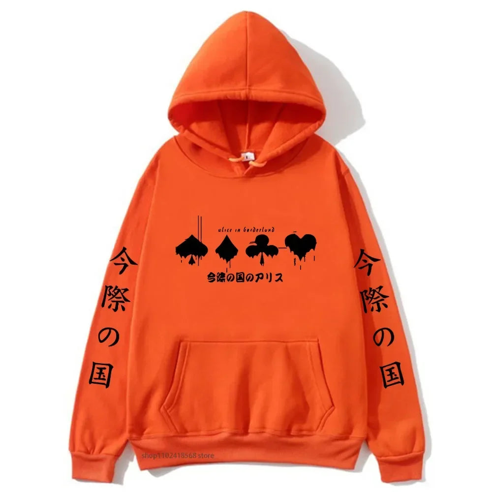 Hoodies Men Cartoon Cards Sweatshirt Harajuku Graphic Streetwear Women Anime Tops Men Clothing Y2k Sudaderas