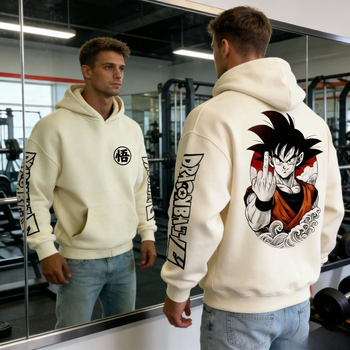 Retro Anime Hoodie. Japanese Style Goku Print Men's Pure Cotton Hoodie. Casual Loose Sports Daily Version