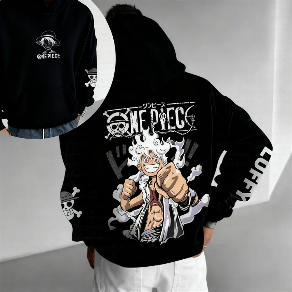 Autumn/Winter Japanese Hot Blood Anime Classic Luffy 5th Grade Hoodie for Men and Women. Casual and Comfortable Top