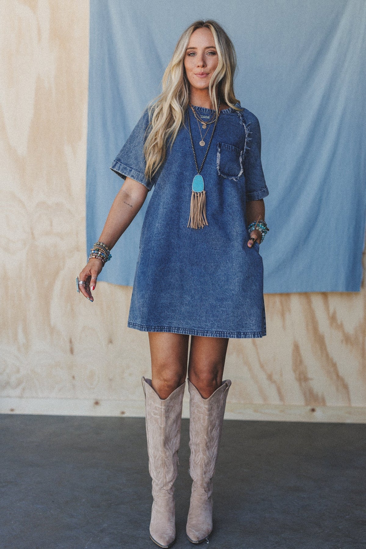 The Nest Jayda Pocket Dress - Blue - Pre Order