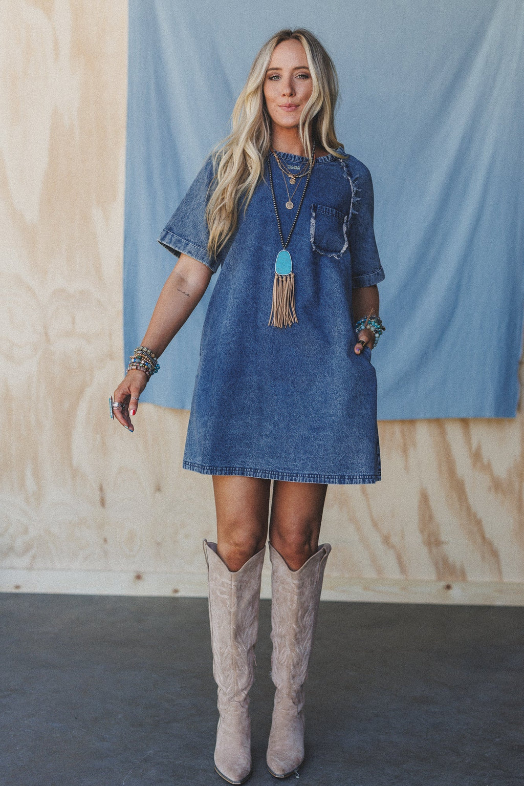The Nest Jayda Pocket Dress - Blue - Pre Order