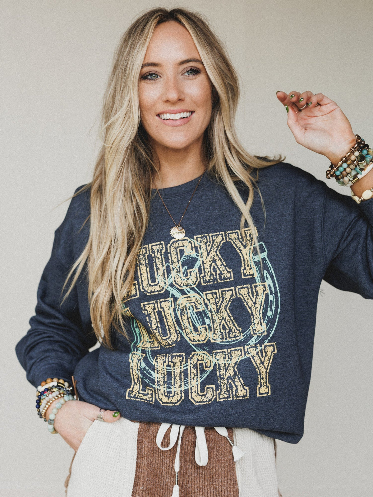 The Nest Lucky Gal Sweatshirt - Dark Heather Gray