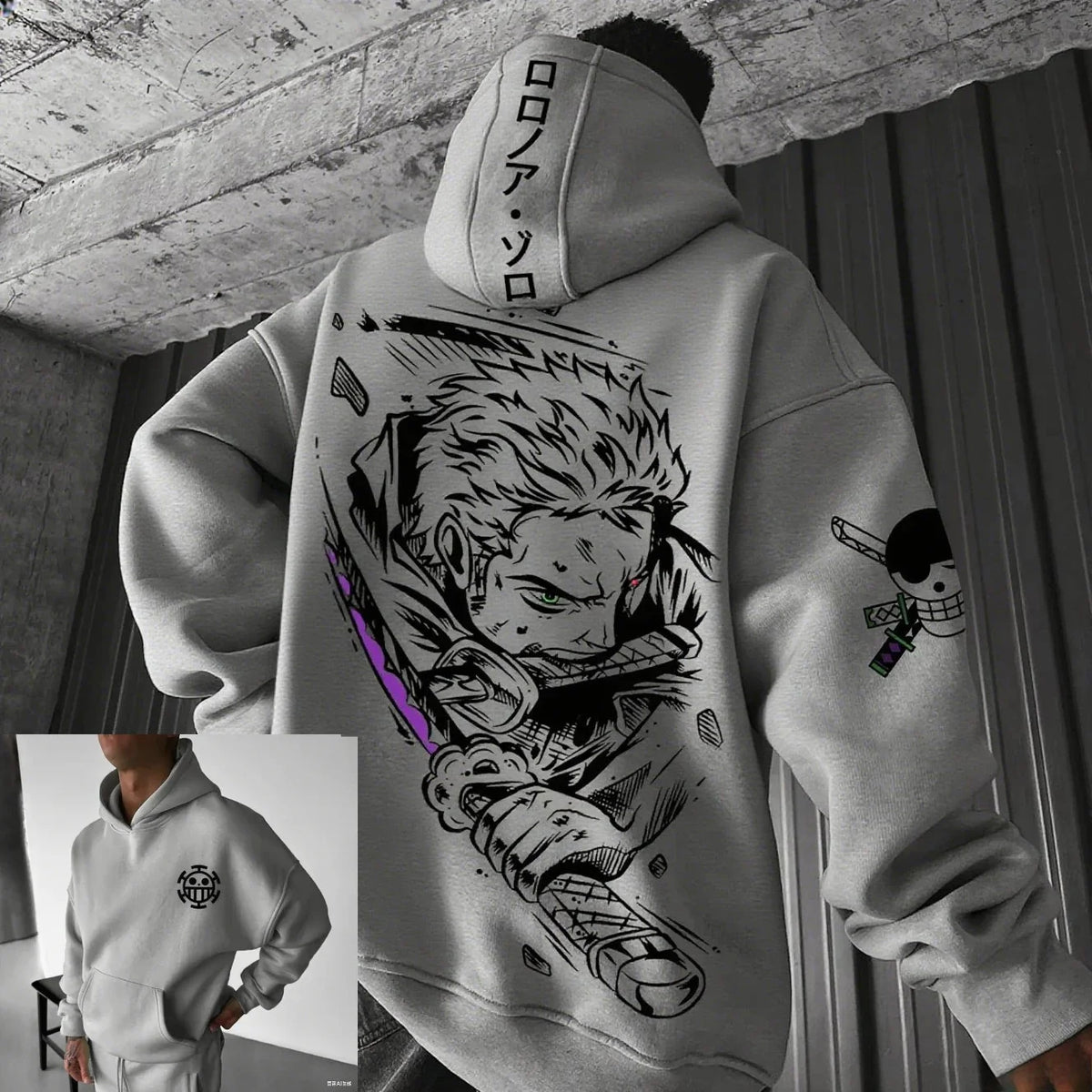 Anime Men Hooded Sweatshirt Spring Autumn Cotton Streetwear Casual Hoodie Graphic Print Cosplay Long Sleeve Tops