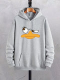 Cartoon Duck Print Hoodies For Men. Graphic Hoodie With Kangaroo Pocket. Comfy Loose Trendy Drawstring Hooded Pullover