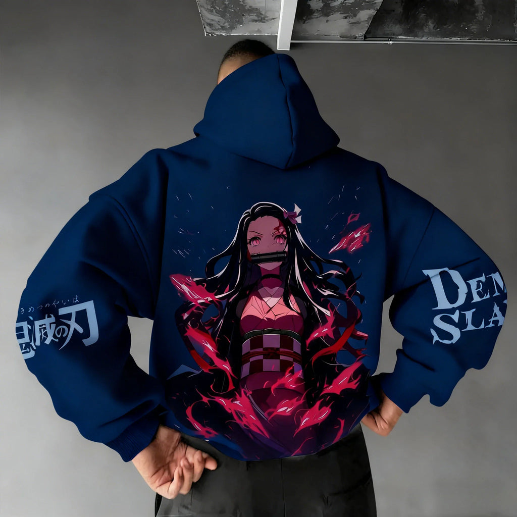 Men's Hoodie Sweatshirt Kamado Nezuko Anime Spring Autumn Winter Boy Harajuku Long-sleeved Parent-child Outfit