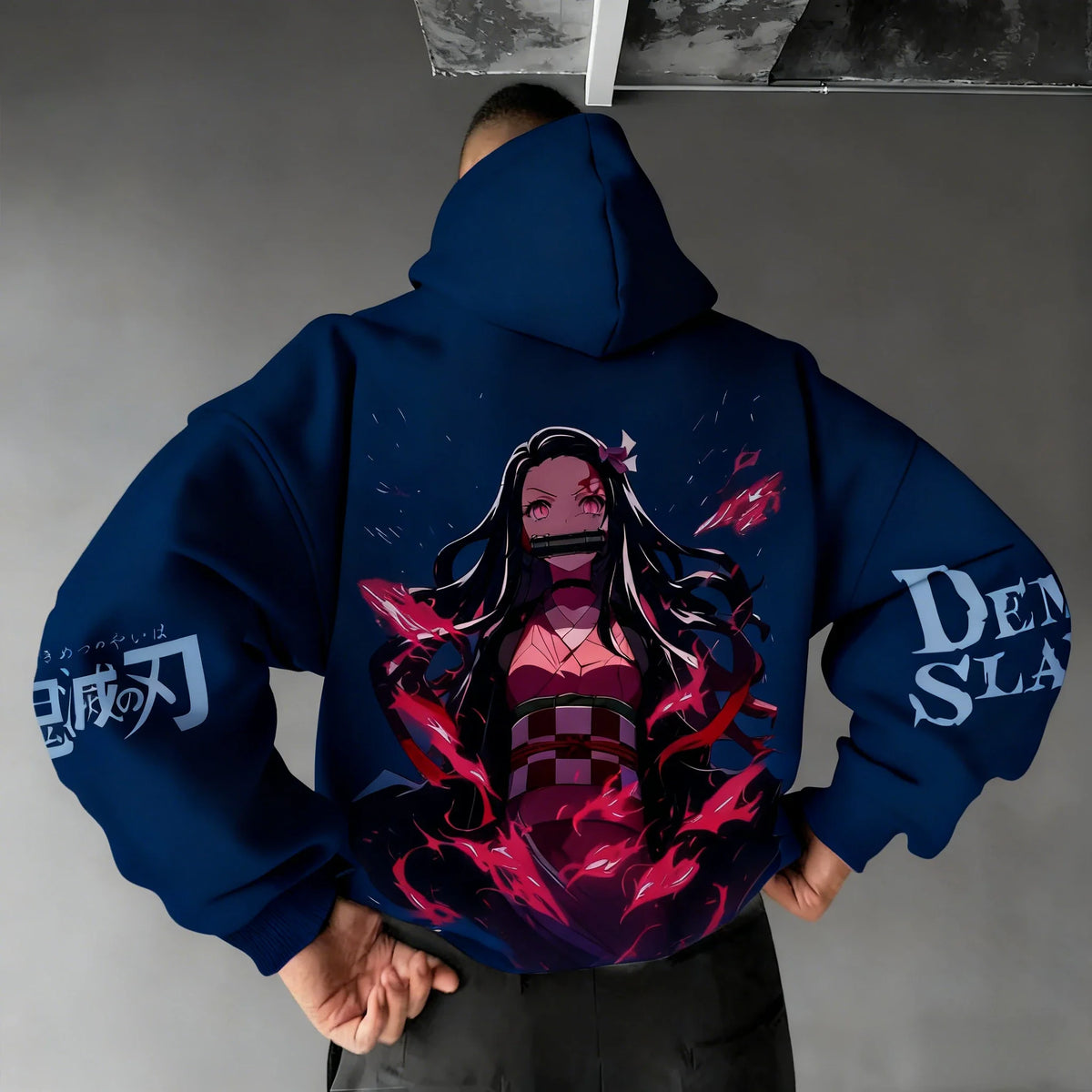 Men's Hoodie Sweatshirt Kamado Nezuko Anime Spring Autumn Winter Boy Harajuku Long-sleeved Parent-child Outfit