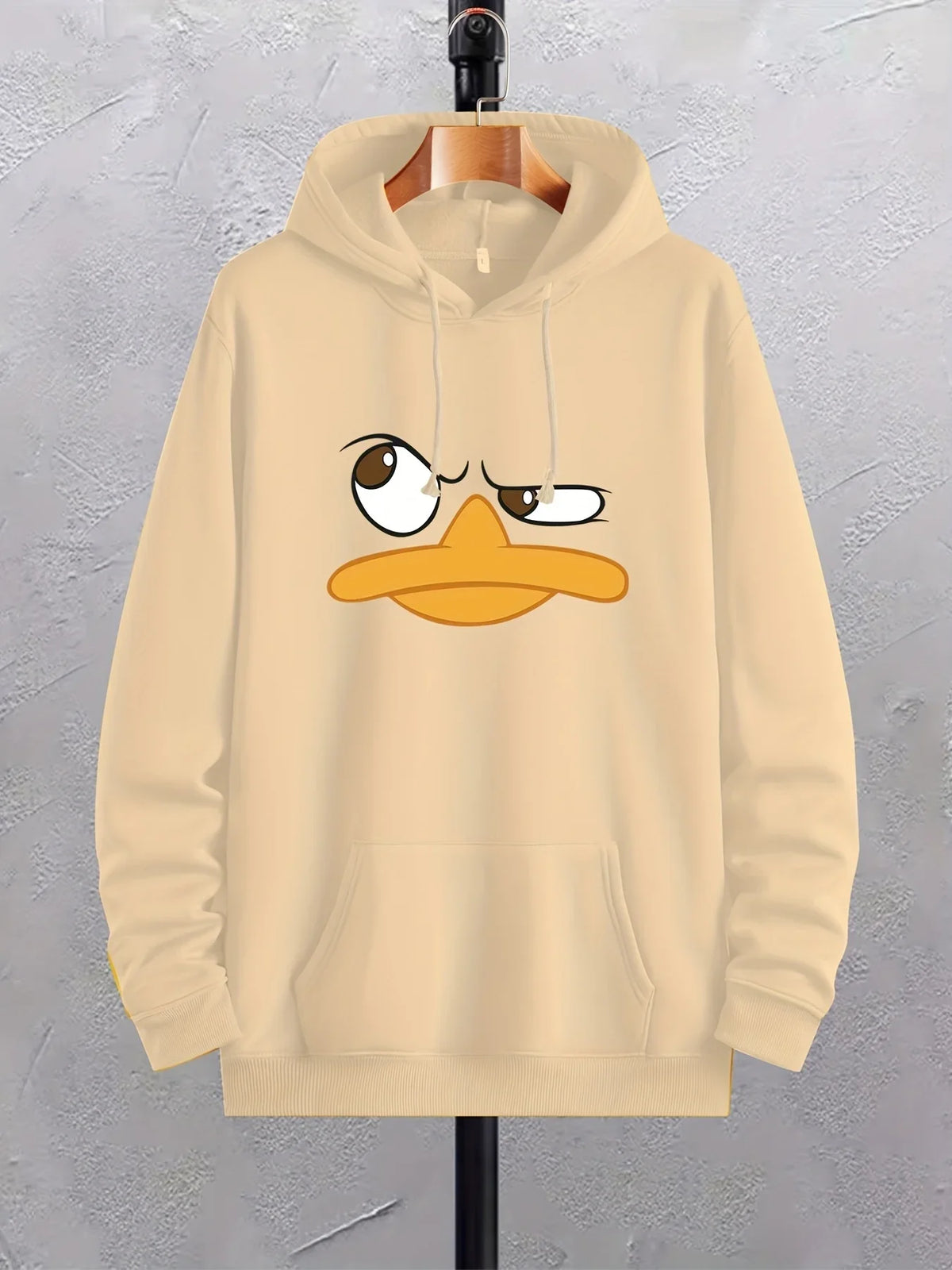 Cartoon Duck Print Hoodies For Men. Graphic Hoodie With Kangaroo Pocket. Comfy Loose Trendy Drawstring Hooded Pullover