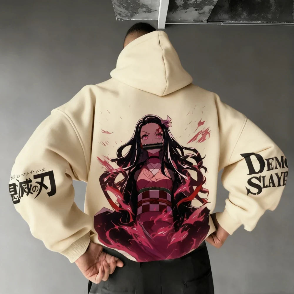 Men's Hoodie Sweatshirt Kamado Nezuko Anime Spring Autumn Winter Boy Harajuku Long-sleeved Parent-child Outfit