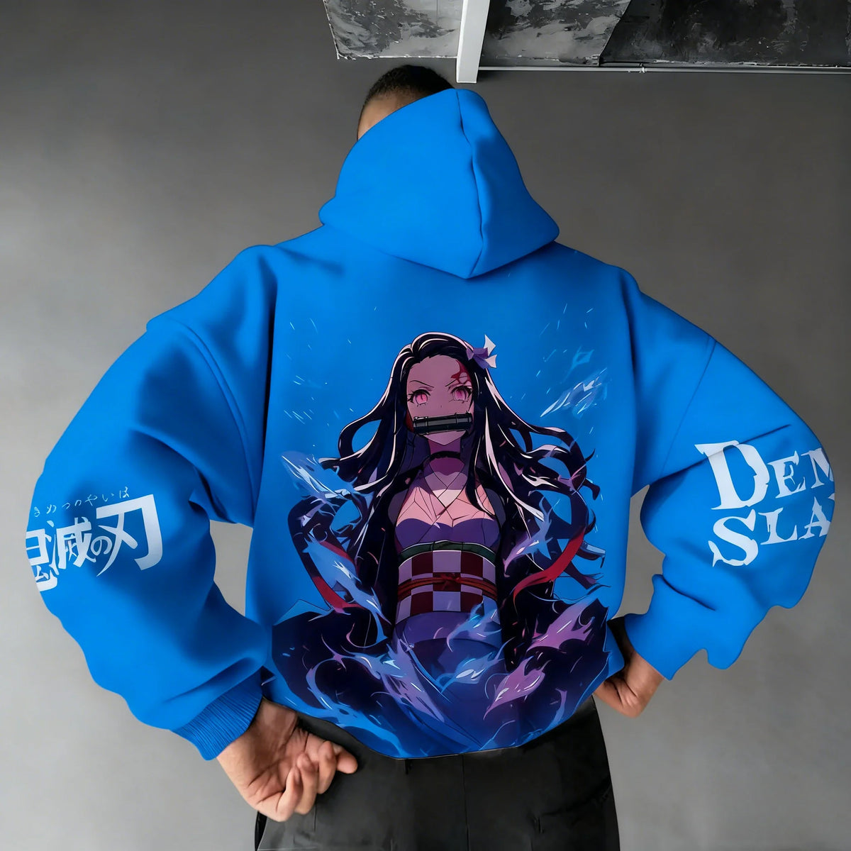 Men's Hoodie Sweatshirt Kamado Nezuko Anime Spring Autumn Winter Boy Harajuku Long-sleeved Parent-child Outfit