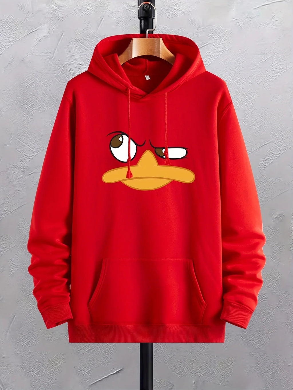 Cartoon Duck Print Hoodies For Men. Graphic Hoodie With Kangaroo Pocket. Comfy Loose Trendy Drawstring Hooded Pullover
