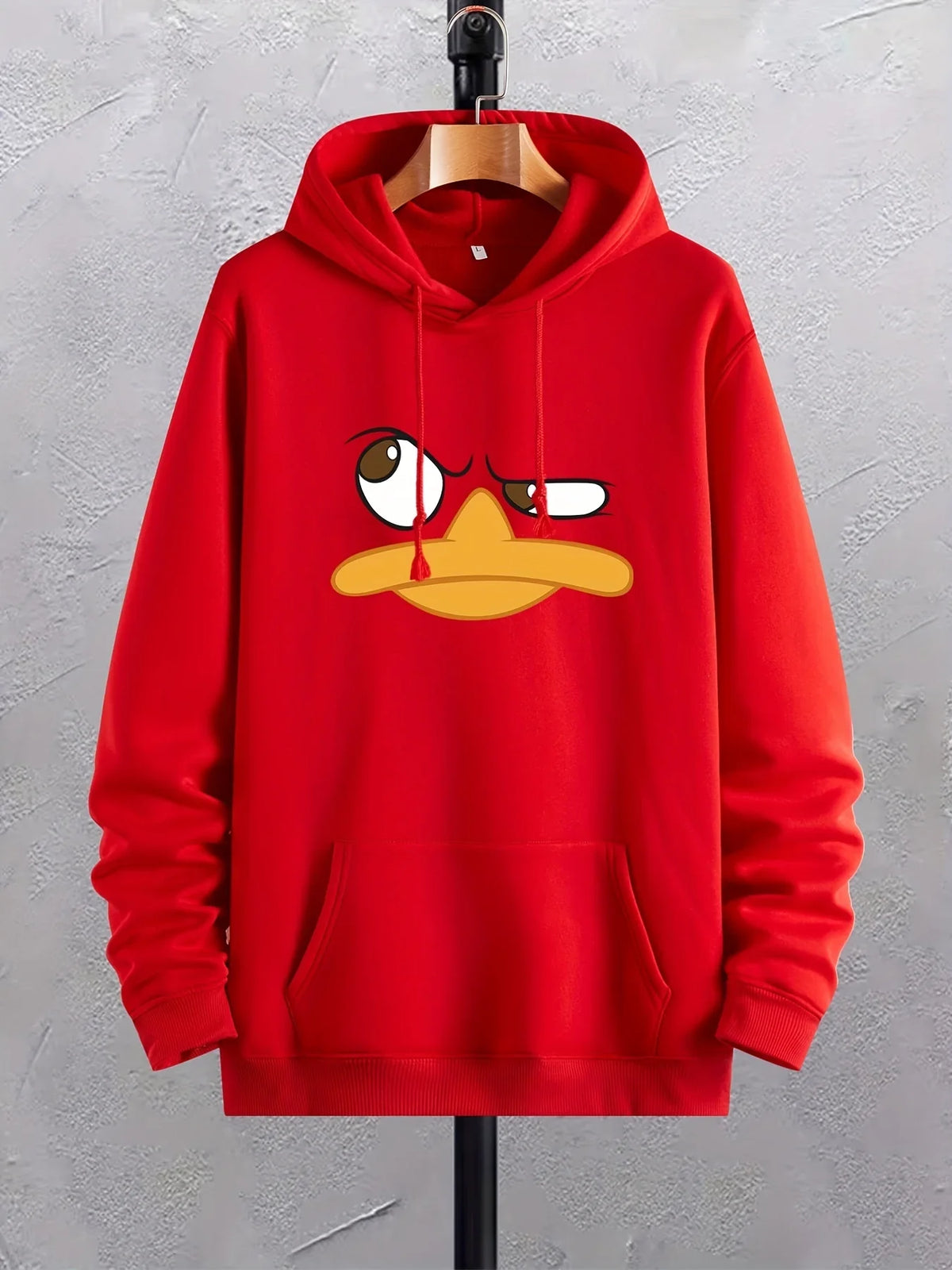 Cartoon Duck Print Hoodies For Men. Graphic Hoodie With Kangaroo Pocket. Comfy Loose Trendy Drawstring Hooded Pullover