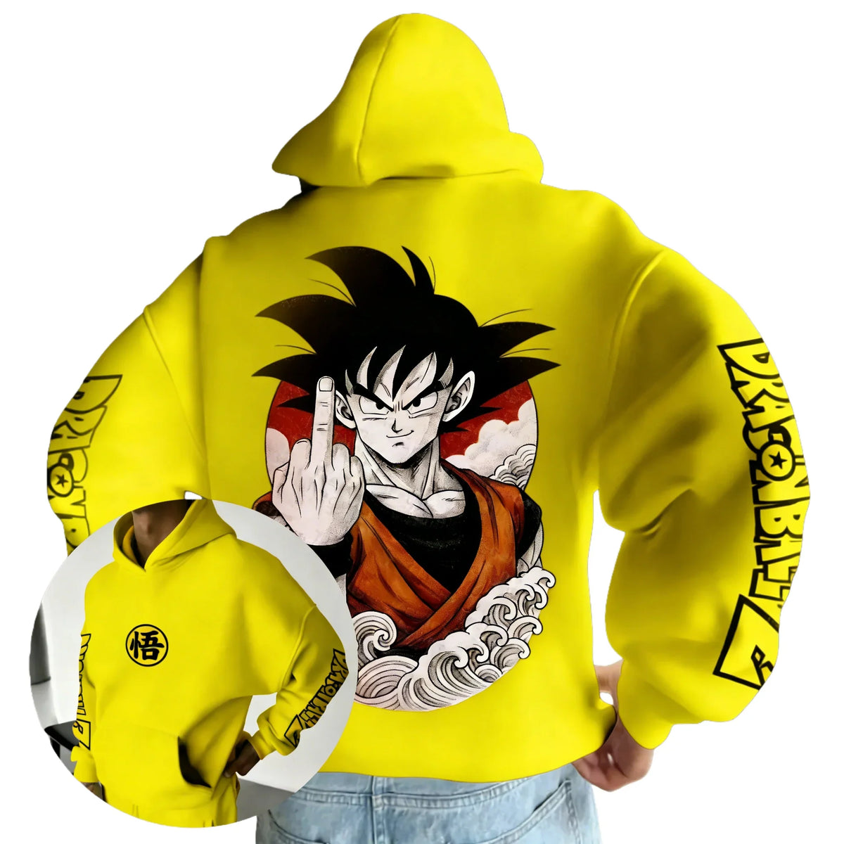 Retro Anime Hoodie. Japanese Style Goku Print Men's Pure Cotton Hoodie. Casual Loose Sports Daily Version